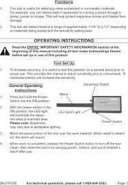 Find hand held metal detector security wands and metal detector mitts for quick and easy screening for knives, weapons and other metallic objects. Harbor Freight 97245 Users Manual