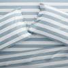 Blue and white ticking striped bed sheets set, crafted from butter soft prewashed linens! 1