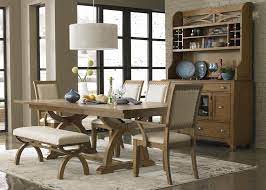 Dining Table Set With Bench 6 Piece Trestle Table Set With 4 Upholstered Chairs Dining Ben Dining Room Sets Country Style Dining Room Dining Table In Kitchen