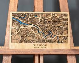 Glasgow Street Map Wood 3d City Map Wooden Street Cutouts Etsy In 2021 Map Wood Street Map 3d City