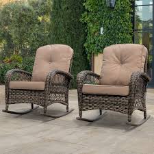 Yara Rocking Chair With Cushions Patio Rocking Chairs Outdoor Rocking Chairs Wicker Rocking Chair