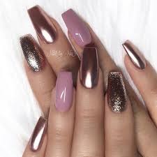 Instagram Rose Gold Nails Long Square Nails Mauve Nails