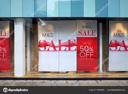 Bracknell England March 14 2018 Banners Announcing A Sale In The Window Display Of The Marks Spencer Store In Window Display Sale Windows Spencer Store