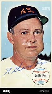 Autographed 1960s era baseball card of Hall of fame player Nellie Fox with  the Houston Colt 45s of the National League Stock Photo