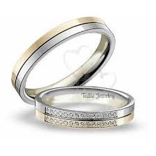 His Hers Mens Womens Matching 14k Two Tone Gold Wedding Bands Rings Set 4mm 4mm Wide Sizes Wedding Ring Bands Wedding Rings For Women Couple Wedding Rings