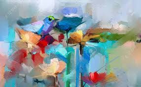 Modern abstract canvas handmade acrylic painting grey large size wall art decoration pictures for modern contemporary abstract painting acrylic on canvas wall art pictures for living room. Abstract Colorful Oil Acrylic Painting Of Bird And Spring Flower Stock Photo Picture And Royalty Free Image Image 141631128
