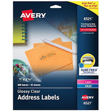 Number of labels per sheet/roll 500. Avery Easy Peel Laser Inkjet Address Labels 1 X 2 5 8 Glossy Clear 30 Labels Sheet 10 Sheets Box 6521 Staples