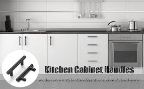 One of the most common subreddit questions under kitchen handles is asking, what do you call chic two tone black and white kitchen is fitted with striking black shaker cabinets adorned with brushed brass pulls and a white quartz countertop. Probrico 5 Pack 2 1 2 Inch Center To Center Black Bar Cabinet Pull Modern Cabinet Hardware Kitchen Cabinet T Bar Handle Dresser Knobs Set Amazon Com