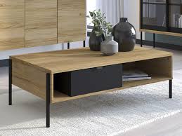 Atmosphera table basse design moderne. Table Basse Industrielle 1 Tiroir Coloris Chene Memphis