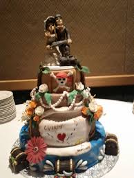 Pirate Themed Wedding Cake This Is My First Wedding Cake Sorry For The Lighting Cake Topper Was Bought Pirate Wedding Themed Wedding Cakes Wedding Cakes