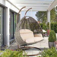 Wicker Hanging 2 Person Egg Swing Chair Leisuremod Esc57bg Porch Swing Chair Swing Chair Outdoor Hanging Furniture