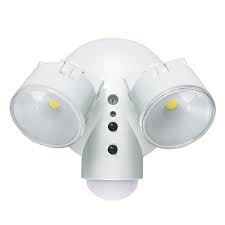 Here's the dusk to dawn lights we installed. Led White Motion Sensing Security Lights Outdoor Lighting The Home Depot