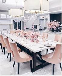 Plus, enjoy the added benefit of having a gorgeous finish to boast about. Dining Room Decor Blush Gold Marble Glam