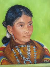 Collectible Set of Navajo Oil Paintings From 1960's. Framed in Chartreuse  Wooden Frames, and Absolutely Fabulous in Detail!