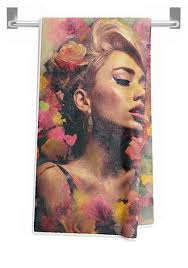 Miley Cyrus Flowers Bath Towel by Jackson Parrish