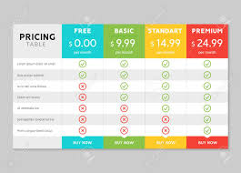 pricing table design for business price plan web hosting or