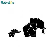 Online Shop Novel Ontwerp Geometrische Baby Olifant Met Mom Muursticker Voor Kids Babykamer Kwekerij Decals Vinyl Art M Geometrische Kunst Baby Olifant Olifant