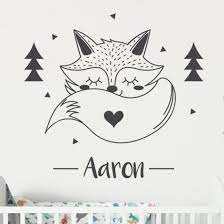 Decor Renard Tendresse Avec Prenom Decoration Murale Personnalise Chambre Bebe Gali Art Coloriage Renard Broderie Renard Renard Bebe
