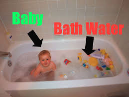 One way to soften hard bath water is to add bath salts. File Baby Vs Bathwater Annotated Jpg Wikimedia Commons