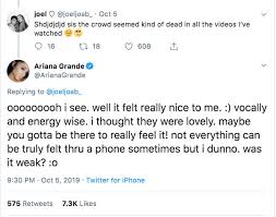 Ariana grande facebook username or page: Ariana Grande Responds To Fans Who Called The Crowd Weak At Sweetener Show Capital