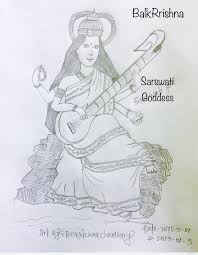 Pencil Sketch Of Goddess Saraswati Desipainters Com Hindu maa saraswati | bitonarnia. pencil sketch of goddess saraswati