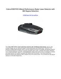The operating directions which come with unit are a joke. Cobra Esd7570 9 Band Performance Radar Laser Detector With Manualzz