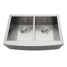 The kraus khf203 stainless steel kitchen sink has an extra deep basin so even your largest pots and pans easily fit inside but it's still compatible the most popular types of material for farmhouse sinks are stainless steel, fireclay, copper, and cast iron. Kingston Brass Gktdf30209 Gourmetier Uptowne 30 Inch Drop In Stainless Steel Double Bowl Farmhouse Kitchen Sink