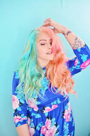Pink Turquoise Split Hair Emily Gossip Blog Hair Inspiration Color Split Hair Dyed Hair