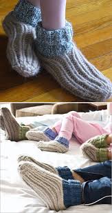 The patterns combine techniques and terrific yarn choices to offer crochet socks that are comparable to their knitted counterparts. Easy Slipper Knitting Patterns In The Loop Knitting