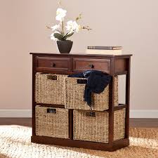 Southern Enterprises Kenton Console Table With 4 Baskets Www Hayneedle Com Storage Baskets Storage Supplies Furniture