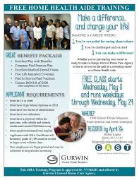 Providing over 100 hours of training toward certification and combining. Home Health Aide Training Gurwin Jewish
