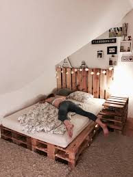 Pallet Bed Diy Out Of 10 Pallets Cheap Bedroom Makeover Pallet Furniture Bedroom Bedroom Diy