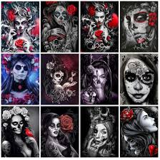 The most common sugar skull cookies material is wood. Halloween Diamond Painting Sugar Skull Mosaic Art Picture Ghost Women Embroidery Cross Stitch Stones Picture Puzzle Wall Decor Diamond Painting Cross Stitch Aliexpress