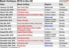 Bank holidays and their dates vary between england & wales, scotland and northern ireland. 21 Best Uk Federal Holidays 2019 Calendar Uk Ideas In 2021 Calendar Uk Calendar 2019 Calendar