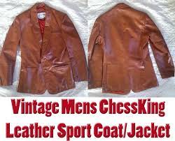 Vtg Chessking Brown Leather Jacket Sport Coat Hipster Blazer 40 38 36 Mens Small Brown Leather Jacket Leather Jacket Jackets
