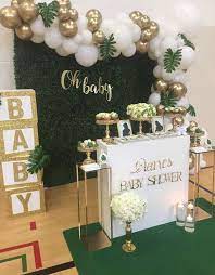 Neutral Baby Shower Party Ideas Photo 1 Of 7 Girl Baby Shower Decorations Baby Shower Deco Baby Shower Decorations Neutral
