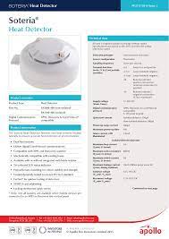 Apollo discovery heat detector test on the kentec syncro. Soteria Heat Detector Soteria Apollo Fire Detectors Manualzz
