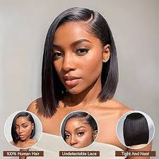 Amazon.com: Sogram Peluca de cabello humano Bob de 13 x 6 pulgadas, pelucas  de cabello humano con encaje frontal, densidad del 180%, lacio, HD,  transparente, pelucas cortas Bob para mujeres negras, peluca