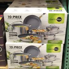 Greenpan 10 Pc Stainless Steel Ceramic Non Stick Cookware Set Cookware Set Ceramic Non Stick Greenpan