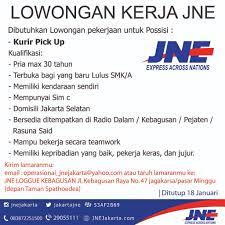 Gaji kurir jne terbaru dan juga tugas kurir, syarat menjadi kurir, beserta cara daftar menjadi seorang kurir di jne terbaru. Jne Express Jakarta Ar Twitter Lowongan Kerja Jne Lowongan Pekerjaan Di Posisi Kurir Pick Up Ditutup 18 Januari 2015 Https T Co Ildmtrogmm Https T Co W4ylfnwnyi