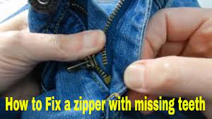 What to do if your zipper comes down too soon? How To Quickly Fix A Zipper With Missing Teeth Youtube