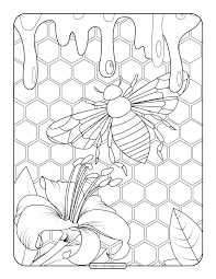 Free printable bee coloring pages for kids that you can print out and color. Bee And Honey Adult Coloring Pages