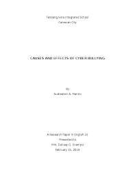 Doc Causes And Effects Of Cyber Bullying Outline Rona Rellegue Academia Edu