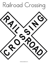 Black And White Rail Road Sign Railroad Crossing Coloring Page Twisty Noodle Train Coloring Pages Birthday Coloring Pages Thomas The Train
