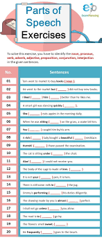 Parts Of Speech Exercises In 2020 Parts Of Speech Exercises Parts Of Speech Worksheets Parts Of Speech