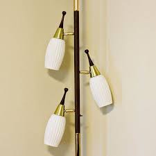 Vintage Pole Lamp Tension Lamp Floor To Ceiling Lamp Pole Light Glass Shades 3 Lights Pole Lamps Floor Pole Lamps Vintage Floor Lamp