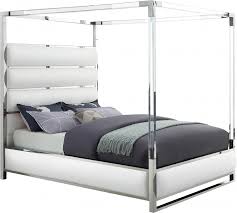 White freestanding bed canopy mosquito net tent fly midge screen king size 190cm. Encore Canopy Platform Bed White Meridian Furniture Furniture Cart