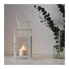 Borrby White In Outdoor White Lantern For Block Candle Ikea Block Candles Candles Lanterns