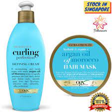 Saturate your hair with warm water and massage your scalp to break up sediment and product residue before applying your shampoo. Ogx Extra Strength Argan Oil Of Morocco Hair Mask 168g Curling Perfection Defining Cream 177ml Shopee Singapore