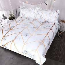 Modern, traditional, eclectic, rustic, glam, farmhouse, country White And Rose Gold Marble Bedding Set Marble Bed Set Stylish Beds Gold Room Decor